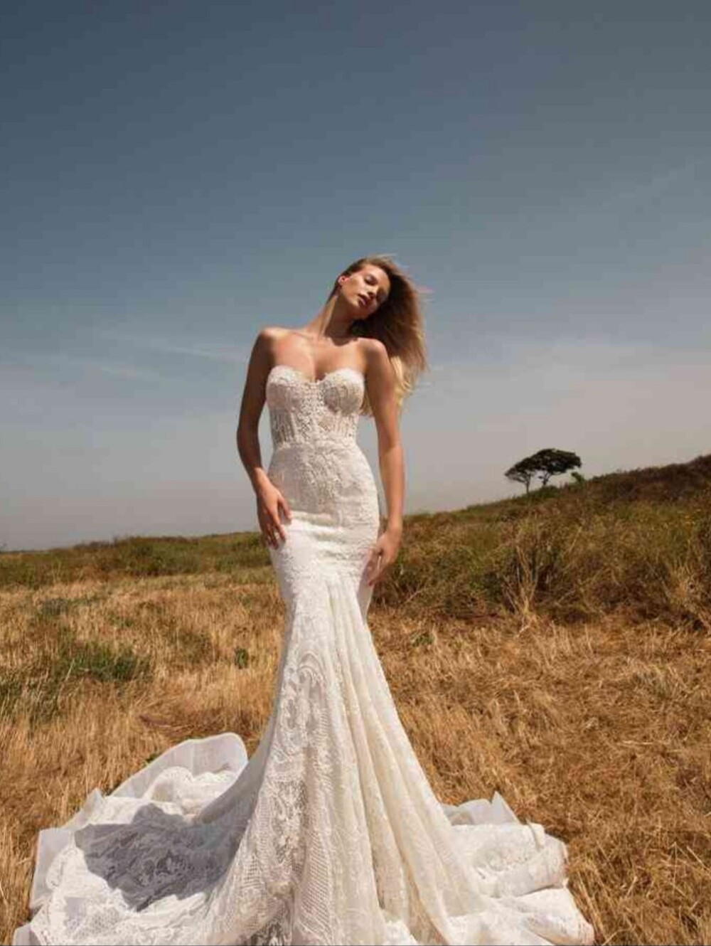 Strapless Lace Mermaid Wedding Gown in Ivory